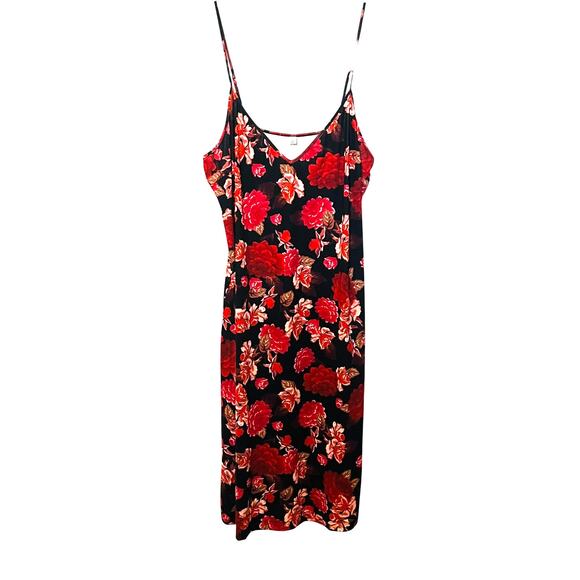 JOHNNY WAS JADE SILK V-NECK MAXI FIT & FLARE WAIST DRESS, WOMENS-XL-BLACK/FLORAL - Picture 6 of 12